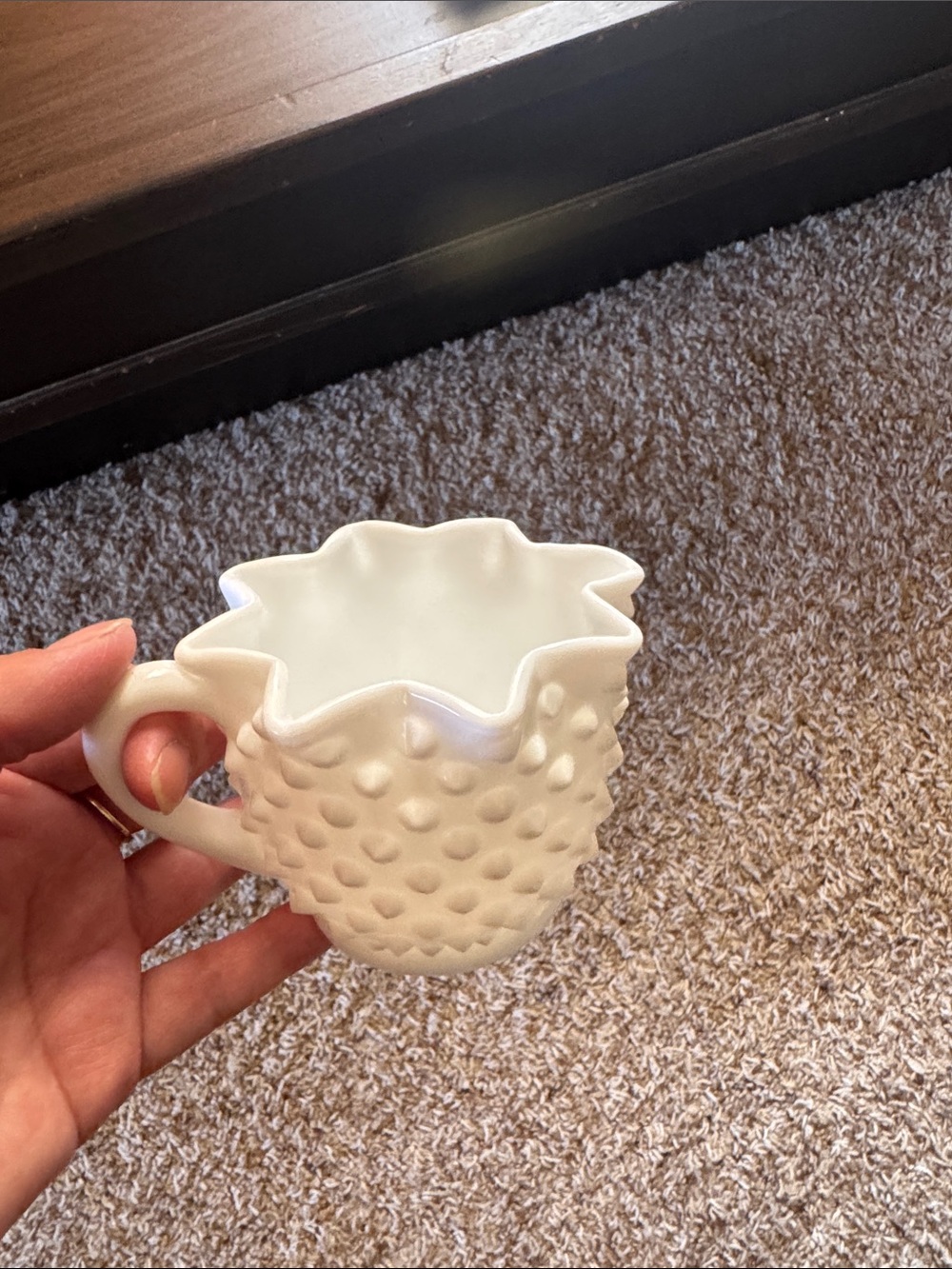 Vintage White Hobnail Milk Glass Vase and Mugs Set - Elegant Home Accents - Picture 13 of 14